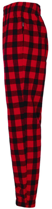 Soft Flannel Joggers Cozy Lounge Sleep Pants 100% Cotton Unisex Buffalo Plaid with Drawstring Closure, Red/Black