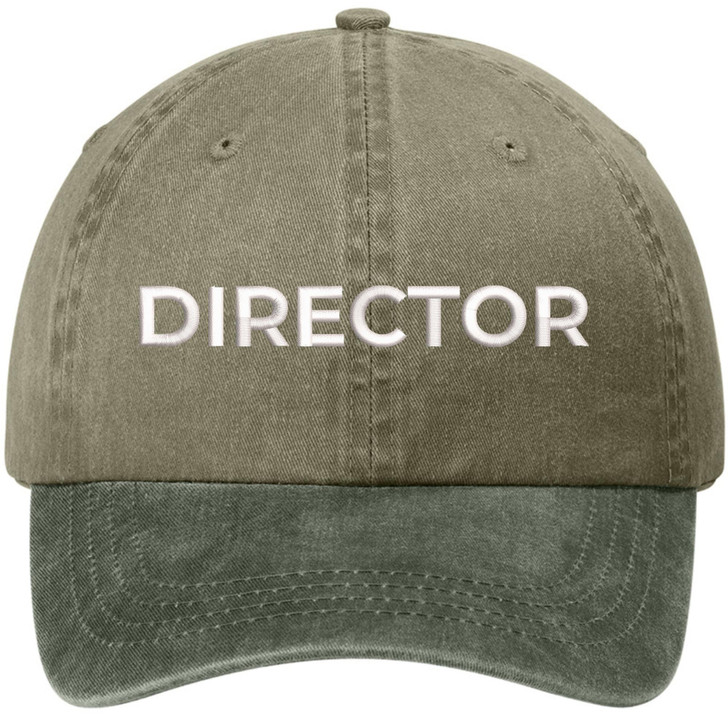 Director Embroidered Baseball Cap | Two Tone 100% Cotton Military Style Adjustable Unisex Hat