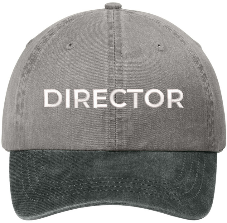 Director Embroidered Baseball Cap | Two Tone 100% Cotton Military Style Adjustable Unisex Hat