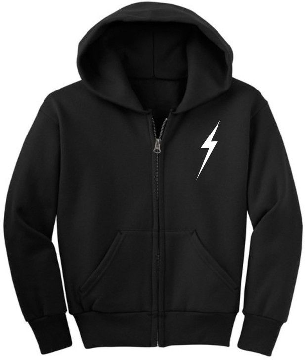 Kids Lightning Bolt Printed Full Zip Hoodie Lightning Graphic Youth Hooded Sweatshirt Cotton Polyester Fleece