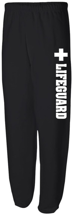 Lifeguard + Cross Side Print Sweatpants | Beach Rescue Water Safety Patrol Athletic Pants for Men & Women