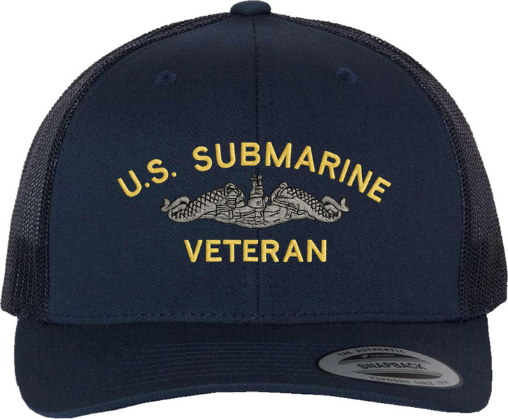 U.S. Submarine Veteran Embroidered Trucker Hat Navy Military Mesh Back Snapback Baseball Cap