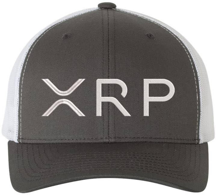 XRP Logo Embroidered Trucker Hat | Crypto Coin Symbol Mesh & Snap Back Adjustable Cap