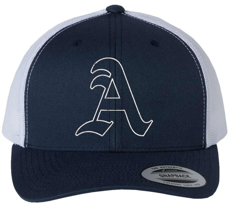 Classic A Letter Embroidered Trucker Hat | Old English Alphabet Adjustable Snapback Unisex Casual Meshback Cap