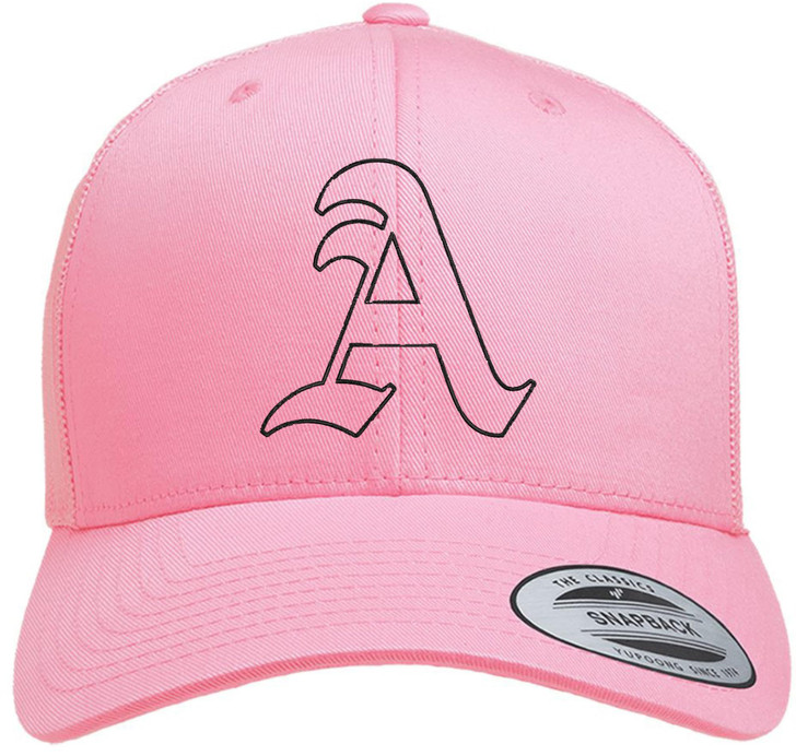 Classic A Letter Embroidered Trucker Hat | Old English Alphabet Adjustable Snapback Unisex Casual Meshback Cap