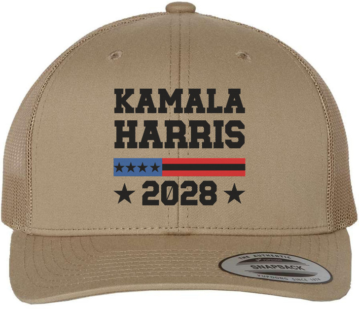 Kamala Harris 2028 Embroidered Trucker Hat Political Election Mesh Back Cap