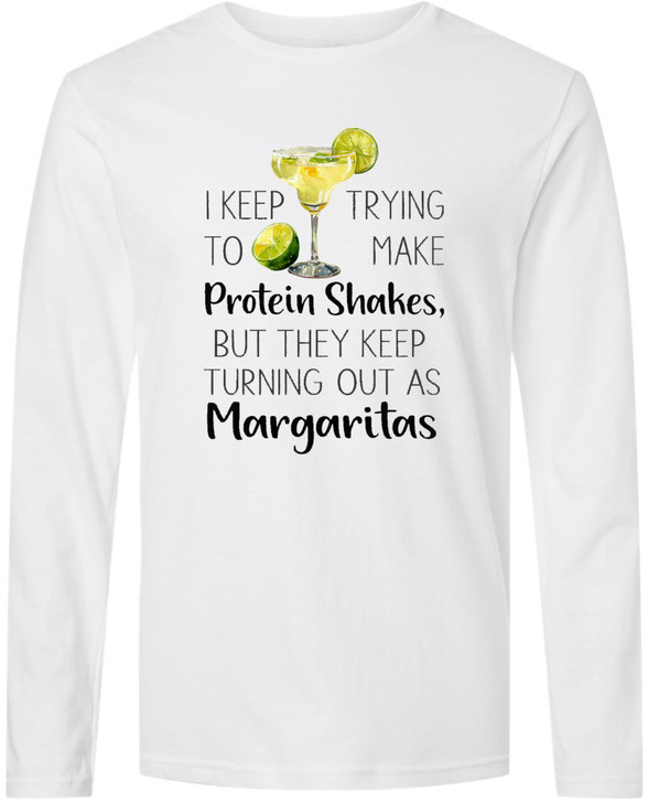 Protein Shake Margarita Funny T-Shirt | I Keep Trying to Make Protein Shakes Graphic Tee for Gym & Party Wear