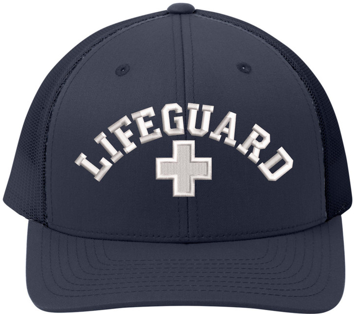 Lifeguard Embroidered Trucker Hat | Mesh Back Snapback Adjustable Professional Safety Baseball Cap