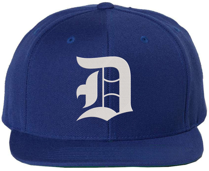 Old English Alphabet D Embroidered Baseball Cap | Classic Gothic Letter Adjustable Flat Bill Snapback Unisex Hat