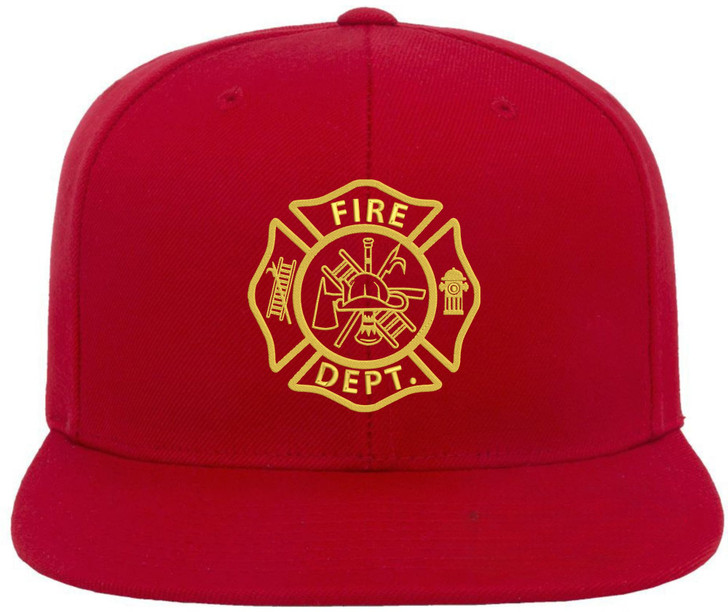 Fire Department Embroidered Baseball Cap | Maltase Cross Emblem Acrylic Wool Adjustable Unisex Hat