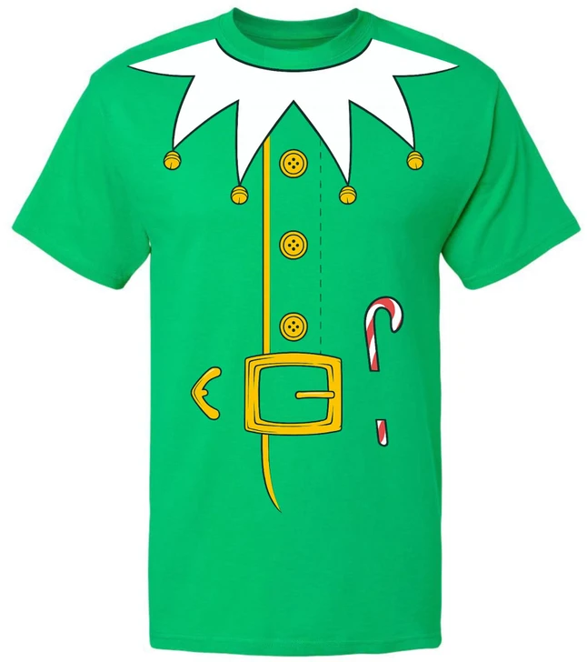Kids Elf Printed T-Shirt | Holiday Christmas Costume Crewneck Tees | Short Sleeve Fun Party Shirt, Irish Green