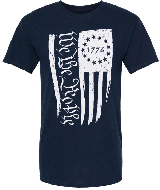 We The People 1776 USA Flag Printed T-Shirt | American Patriot Short Sleeve Tee Shirt for Men & Women