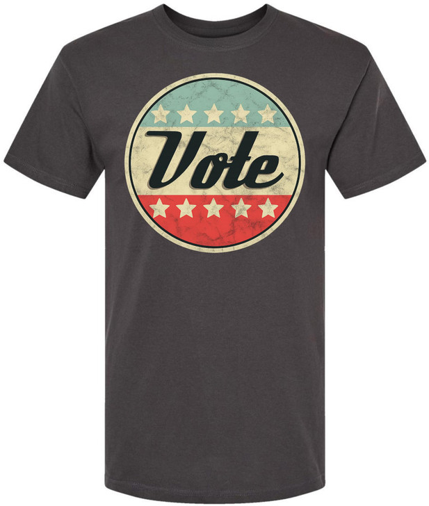 Vote Printed T-Shirt Vintage Retro American Flag Circle Design Political Patriotic Election Day Tee