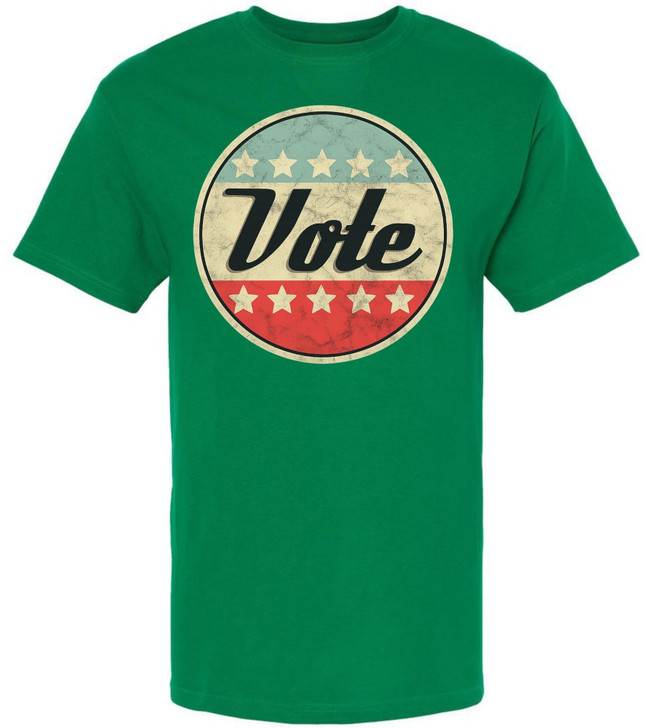 Vote Printed T-Shirt Vintage Retro American Flag Circle Design Political Patriotic Election Day Tee