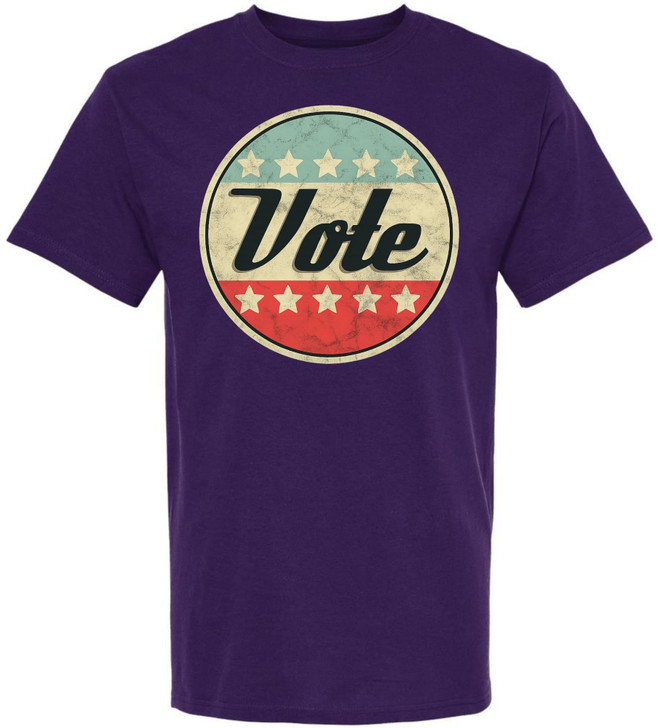 Vote Printed T-Shirt Vintage Retro American Flag Circle Design Political Patriotic Election Day Tee