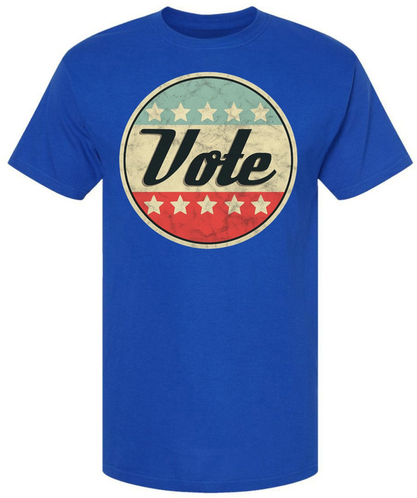 Vote Printed T-Shirt Vintage Retro American Flag Circle Design Political Patriotic Election Day Tee