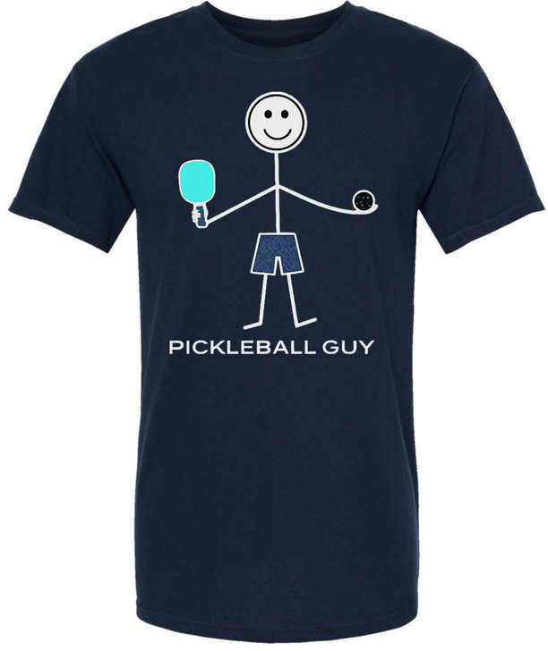 Pickleball Guy Printed T Shirt Pickleball Player Sports Graphic 100% Cotton Crewneck Tee