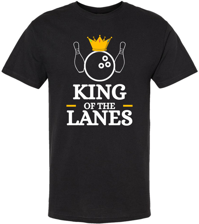King of The Lanes Printed T-Shirt | 100% Cotton Crewneck Bowling Tee Shirt For Men