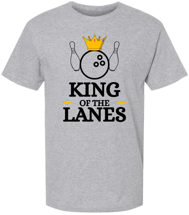 King of The Lanes Printed T-Shirt | 100% Cotton Crewneck Bowling Tee Shirt For Men