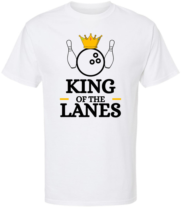 King of The Lanes Printed T-Shirt | 100% Cotton Crewneck Bowling Tee Shirt For Men