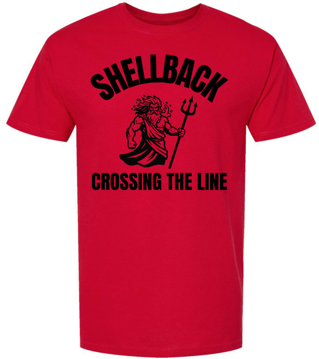 Shellback Crossing The Line Printed T-Shirt Nautical Maritime King Neptune Graphic 100% Cotton Crewneck Tee