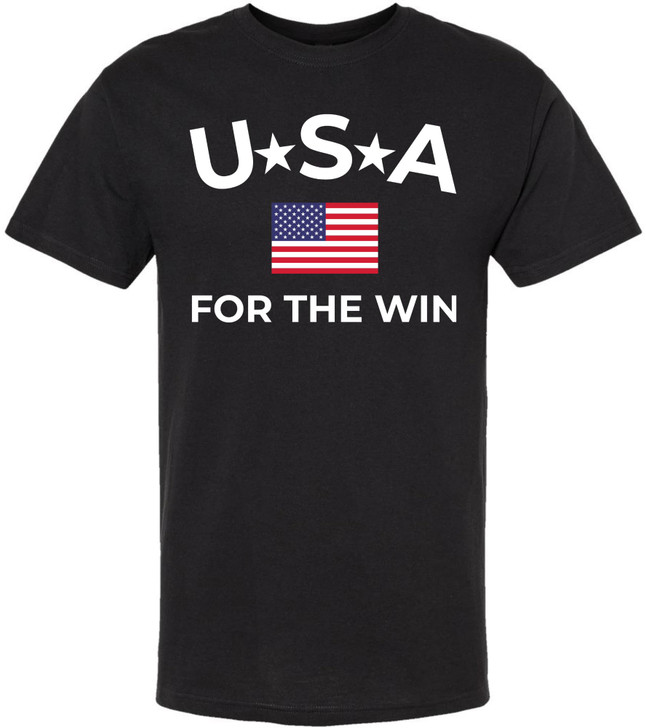USA for the Win Printed T-Shirt | American Flag Graphic Tee Patriotic 4th of July USA Unisex 100% Cotton Shirt