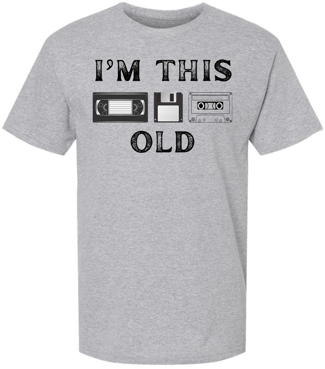 I'm This Old Printed T-Shirt Retro Tech 80s 90s Nostalgia Humor 100% Cotton Crewneck Tee