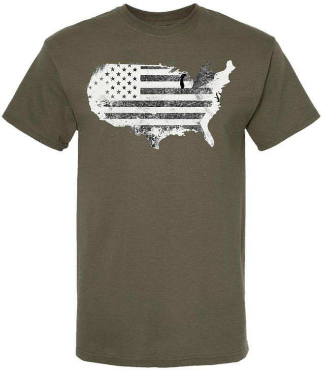 Vintage USA Map Flag Graphic Printed T-Shirt | USA Grunge 48 States Outline Patriotic 100% Cotton Crewneck Tee