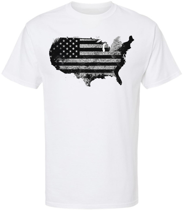Vintage USA Map Flag Graphic Printed T-Shirt | USA Grunge 48 States Outline Patriotic 100% Cotton Crewneck Tee