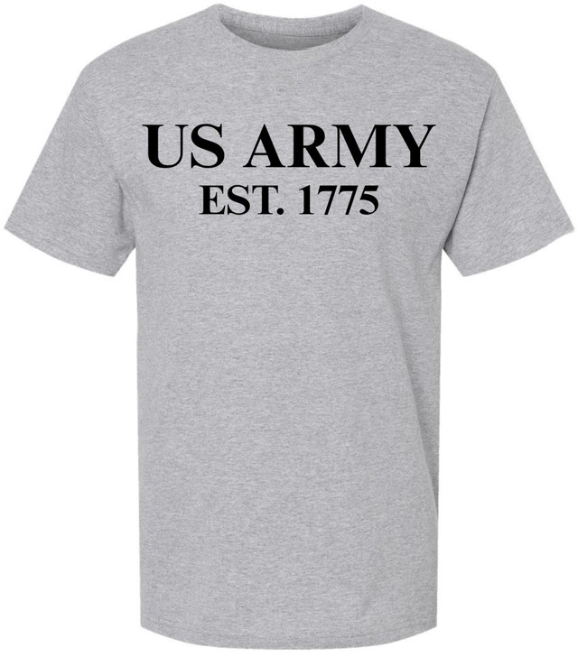 US Army Est. 1775 Printed T-Shirt | USA Military Veteran Tee American Patriotic Liberty Short Sleeve Shirt