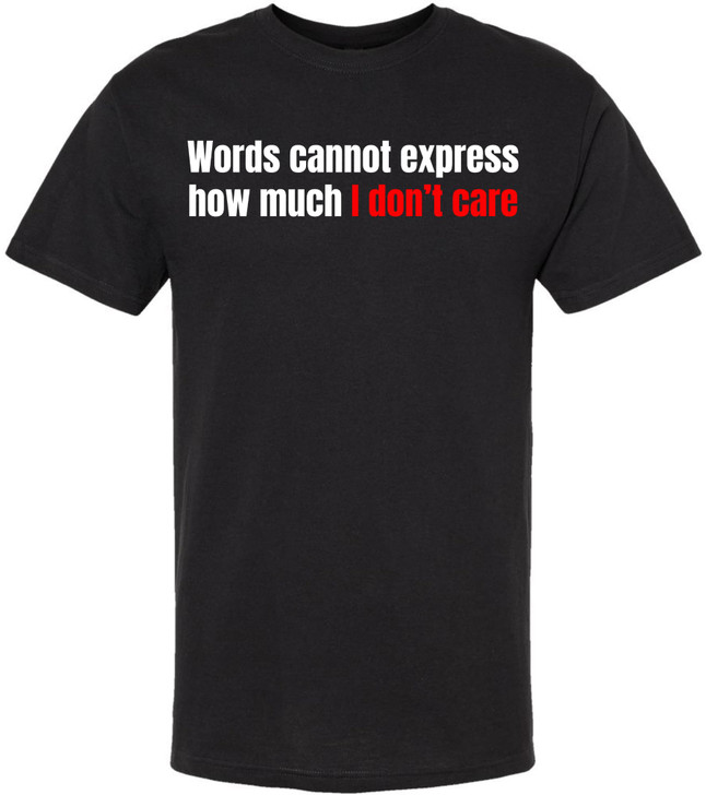 Words Cannot Express How Much I Don’t Care Printed T-Shirt Funny Sarcastic Cotton Crewneck Tee