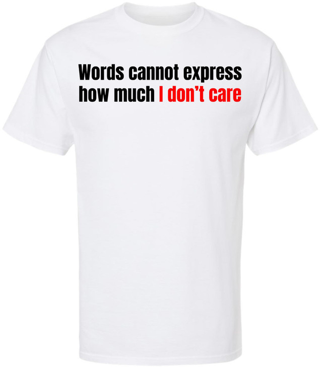 Words Cannot Express How Much I Don’t Care Printed T-Shirt Funny Sarcastic Cotton Crewneck Tee