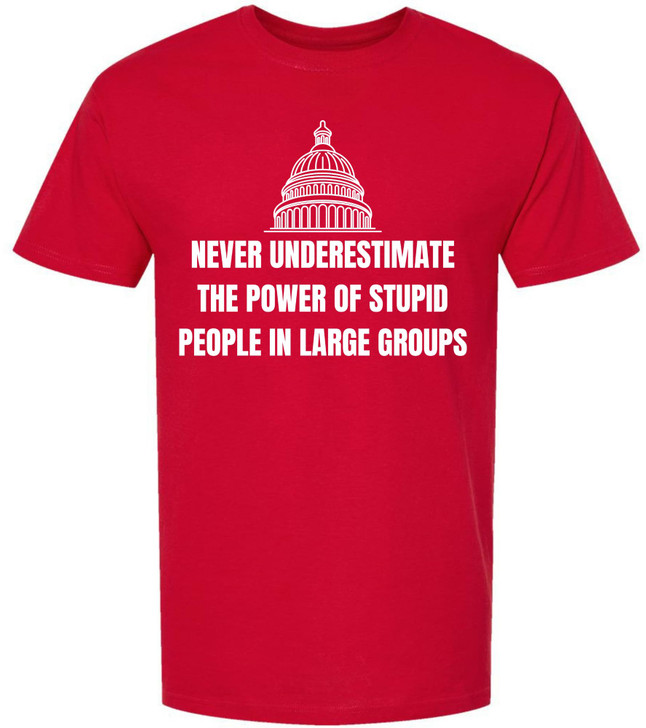 Never Underestimate The Power of Stupid People in Large Groups Printed T-Shirt | Funny Sarcastic Unisex Tee