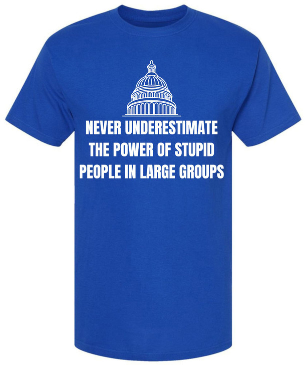 Never Underestimate The Power of Stupid People in Large Groups Printed T-Shirt | Funny Sarcastic Unisex Tee