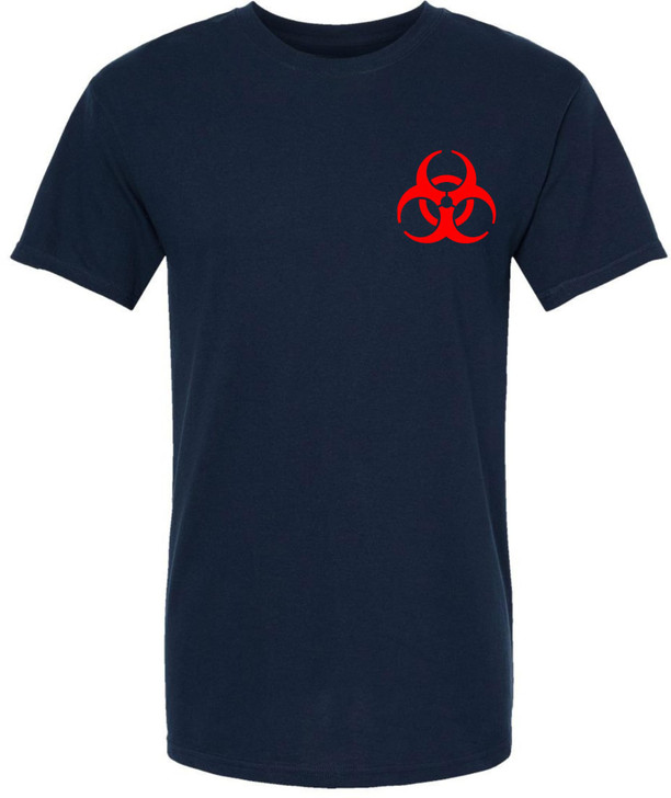 Biohazard Symbol Printed T-Shirt | Red Hazard Warning Graphic Street Cool Tee Shirt for Men & Women