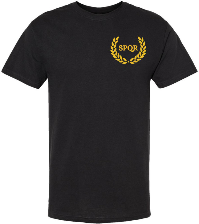 SPQR Roman Eagle Feather Printed T-Shirt | Ancient Roman Empire Latin Historic Military Crest Tee