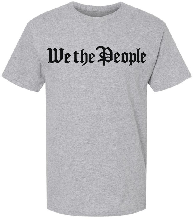 We The People Printed T-Shirt Patriotic USA Constitution Graphic Cotton Crewneck Tee
