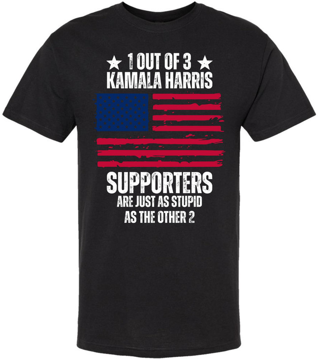 1 Out Of 3 Kamala Harris Supporters Are Just As Stupid As The Other 2 Printed T-Shirt Distressed American Flag Tee
