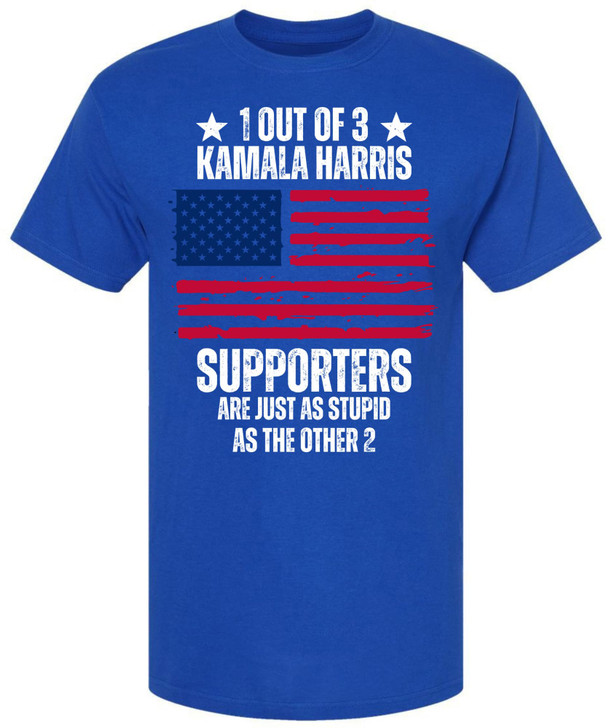 1 Out Of 3 Kamala Harris Supporters Are Just As Stupid As The Other 2 Printed T-Shirt Distressed American Flag Tee