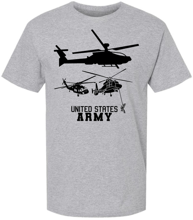United States Army Black Hawk Helicopter & Special Forces Rappelling T-Shirt | US Training Crewneck Tee