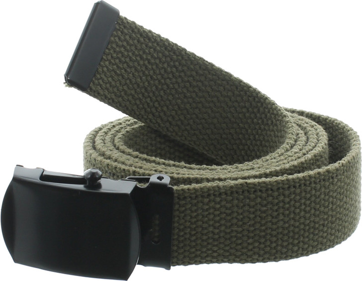 ARMYU Military Web Belt Reversible Cotton Canvas Army Camo & Solid Belts with Black Buckle 54"