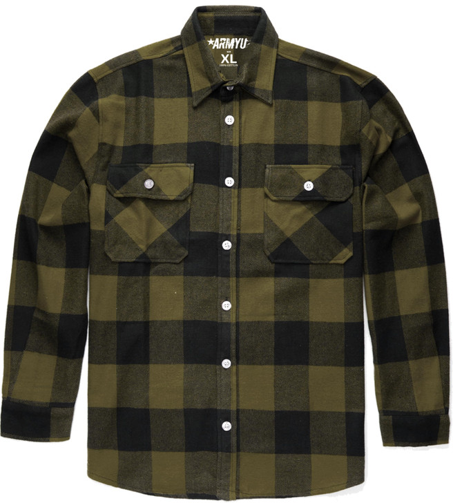 Extra Heavyweight Buffalo Plaid Flannel Shirt Cotton Outdoor Work Button Down Men's Shirt