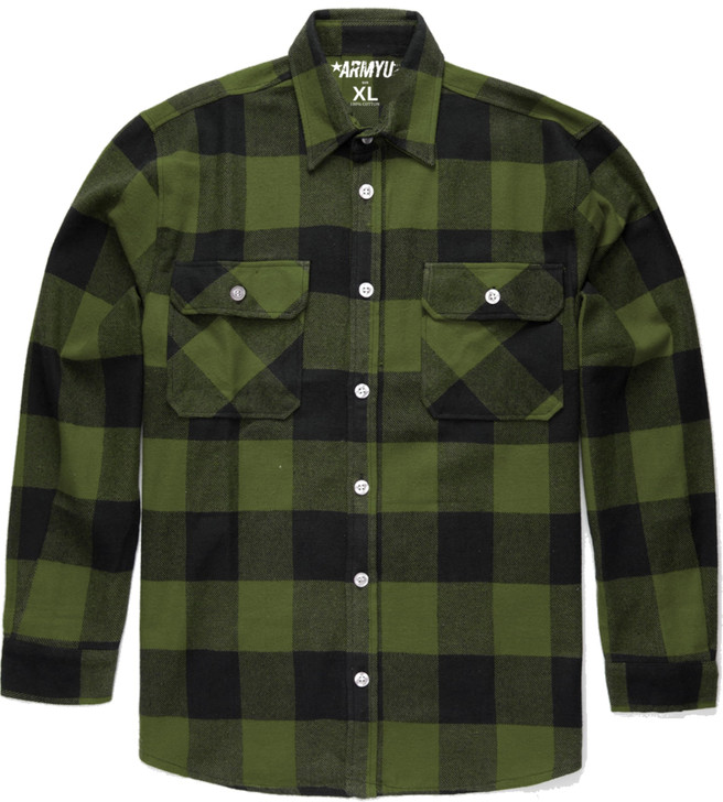 Extra Heavyweight Buffalo Plaid Flannel Shirt Cotton Outdoor Work Button Down Men's Shirt