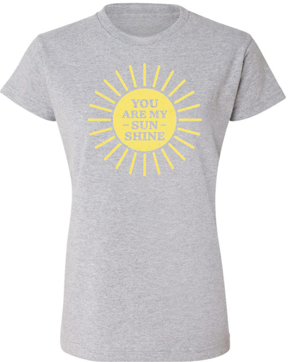 You Are My Sunshine Printed T-Shirt Sun Graphic Love Quote Women’s 100% Cotton Crewneck Tee