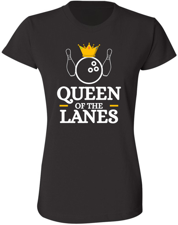 Queen of The Lanes Women Printed T-Shirt | 100% Cotton Crewneck Bowling Tee Shirt For Girls