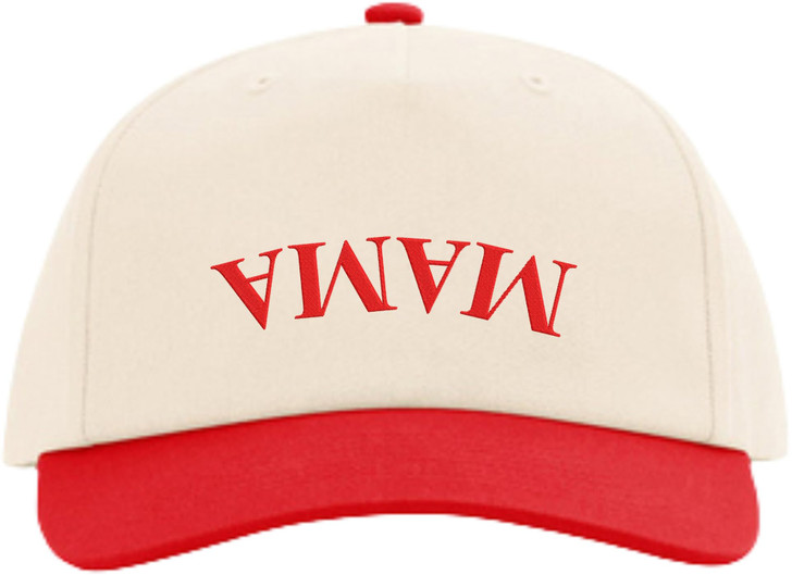 Upside Down Mama Embroidered Baseball Cap Two Tone Design Adjustable Snapback Hat