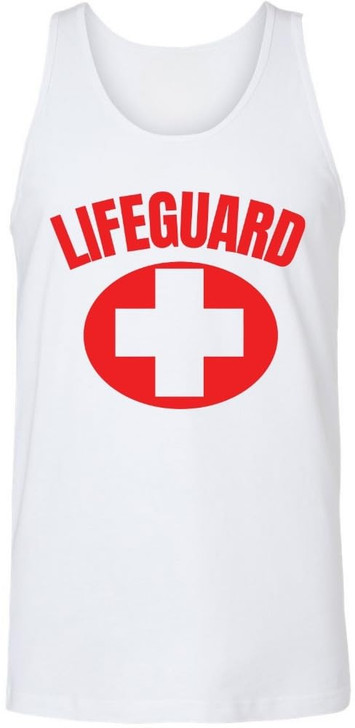 Lifeguard White Cross Printed Unisex Tank Top - Water Safety Rescue Watch Tank Tee