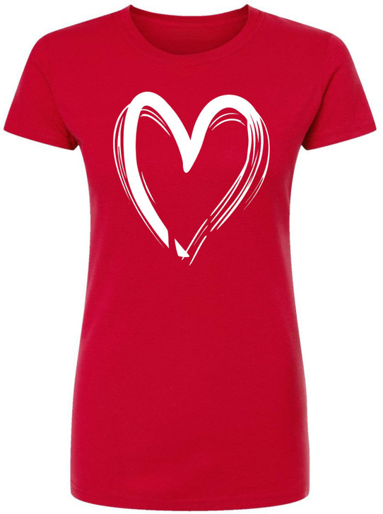Heart Outline Printed T-Shirt Minimalist Hand Drawn Love Graphic 100% Cotton Crewneck Tee