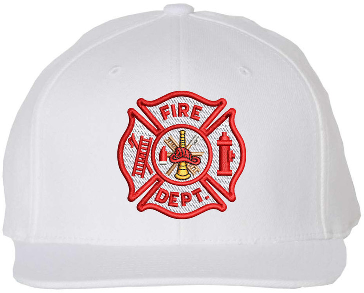 Fire Department Emblem Embroidered Snapback Hat Fire Rescue Symbol Flat Bill Adjustable Cap