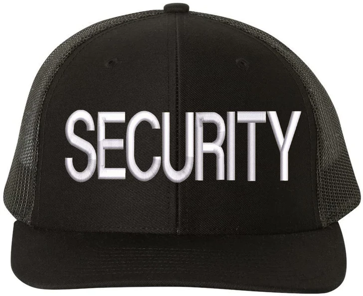 SECURITY Trucker Hat LARGE Embroidered SECURITY Officer Guard Professional Duty Mesh Back Snapback Cap